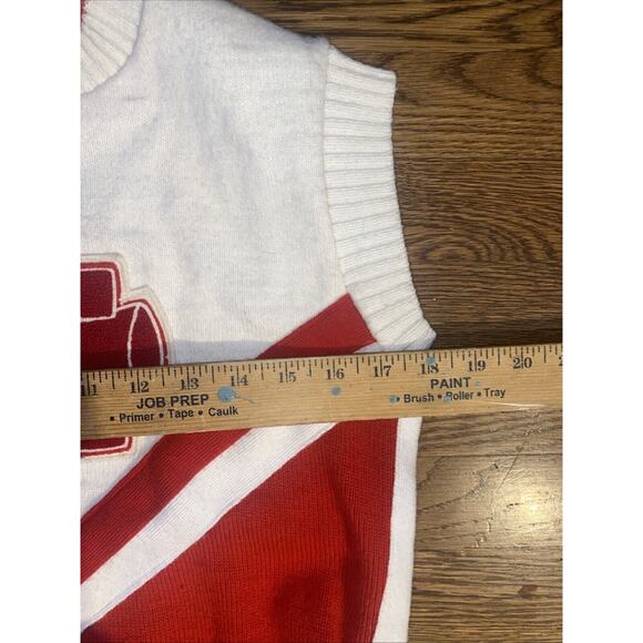 Varsity Red and White Sleeveless Sweater - Picture 7 of 8